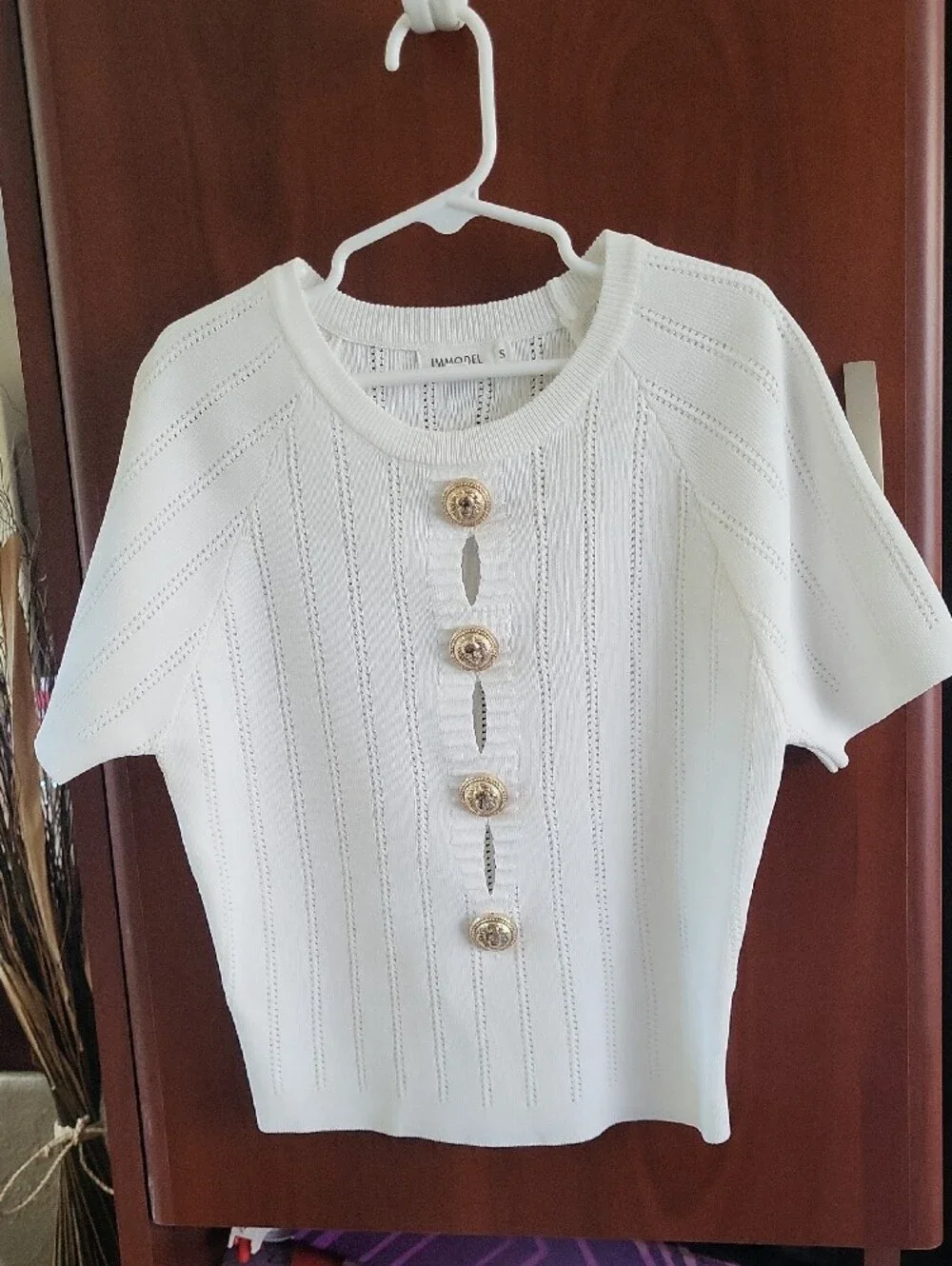 Elegant White Kids Matching Set with Gold Buttons